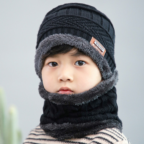 9524 new autumn and winter woolen hat and scarf set, trendy Korean style winter thickened warm knitted hat children's hat