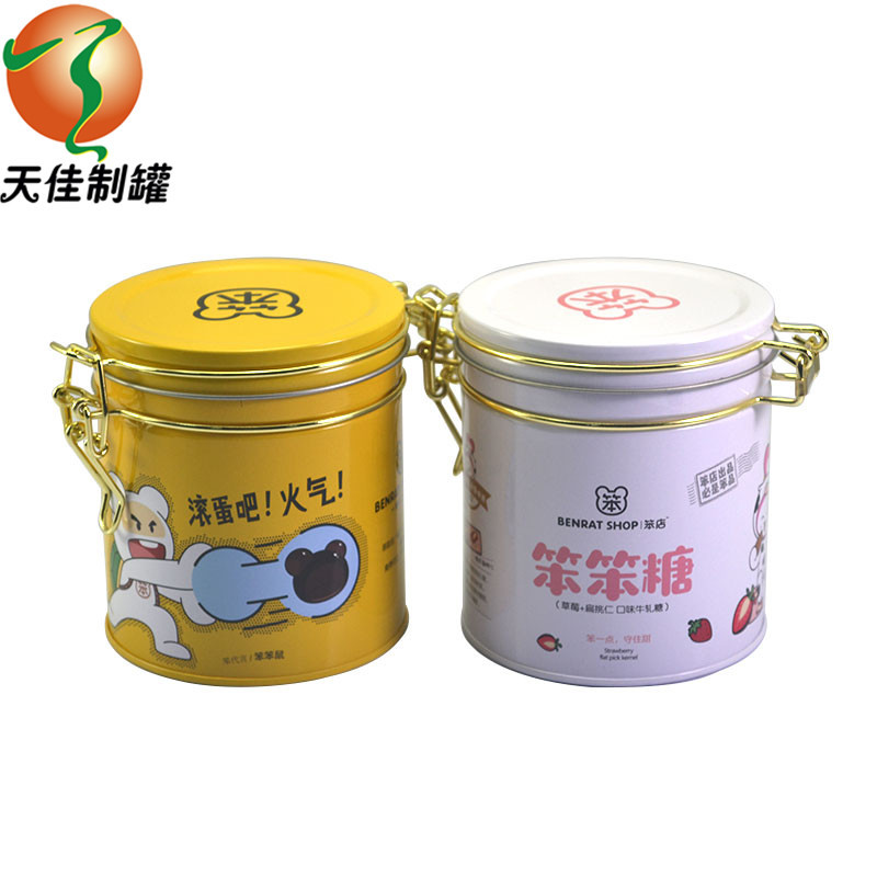 密封卡扣圆形直么90茶叶咖啡食品包装马口铁罐金属铁盒