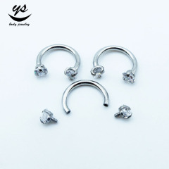 廠家直銷新款3mm方、星、心、圓形鋯石眉環人體穿刺不鏽鋼馬蹄杆