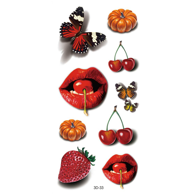 Rosa tatuaje pegatinas 3D TikTok Net color rojo impresión tatuaje pegatinas mariposa flor impermeable tatuaje pegatinas