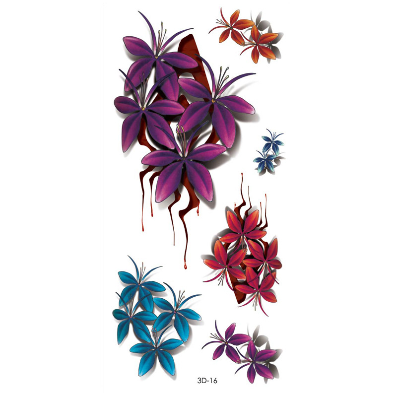 Rosa tatuaje pegatinas 3D TikTok Net color rojo impresión tatuaje pegatinas mariposa flor impermeable tatuaje pegatinas