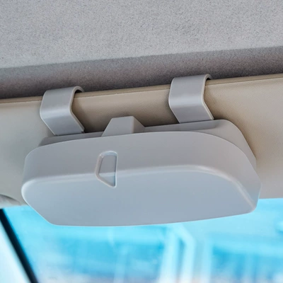 Car-mounted glasses box sun visor storage black glasses frame non-destructive installation universal glasses box automotive supplies (Car Glasses Clip/Bill Clip) - car-glasses-case-gray