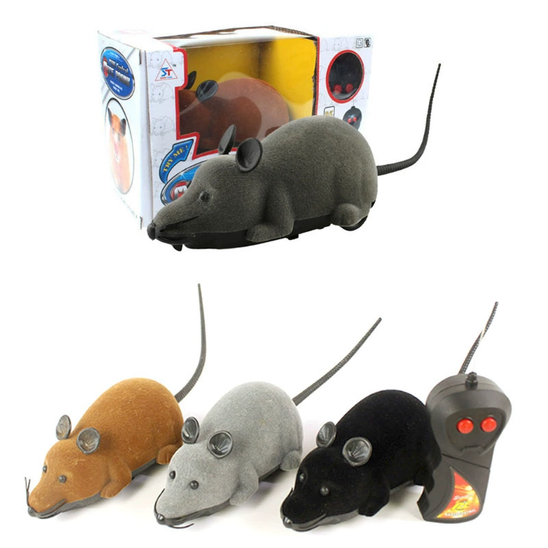 Remote‑control toy rat, two‑way flocked mouse, 23–28 cm, forward/back motion, >8 m range