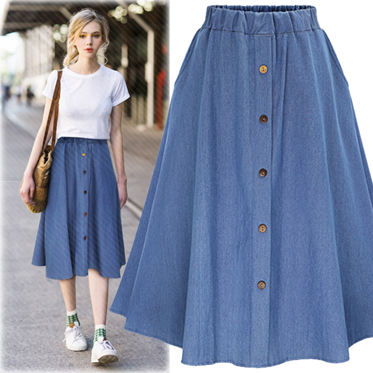 long denim skirt for leisure