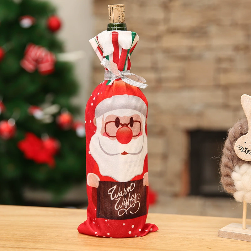 Christmas wine bottle cover set, 3 festive designs (snowman, Santa, reindeer), 34×12.5 cm