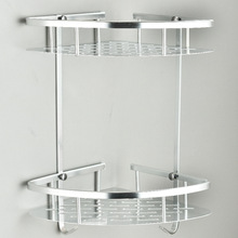 卫生间转角架三角型置物架浴室亮光太空铝双层铝板沥水角蓝