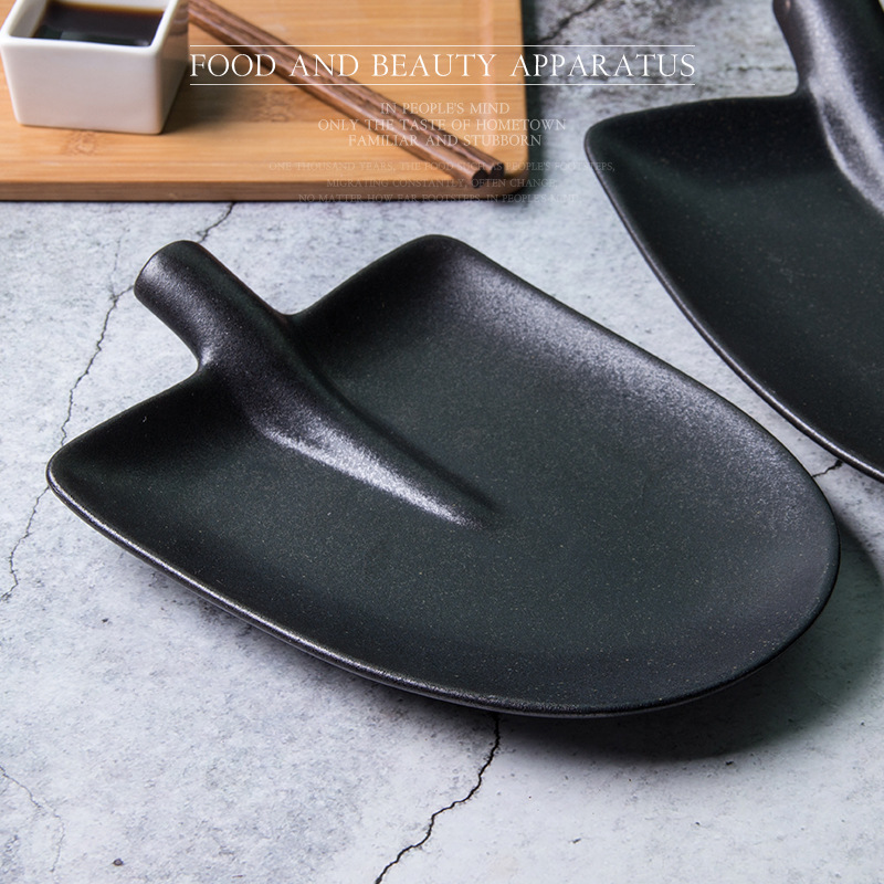 Placa de pala esmerilado negro placa de cerámica placa plana