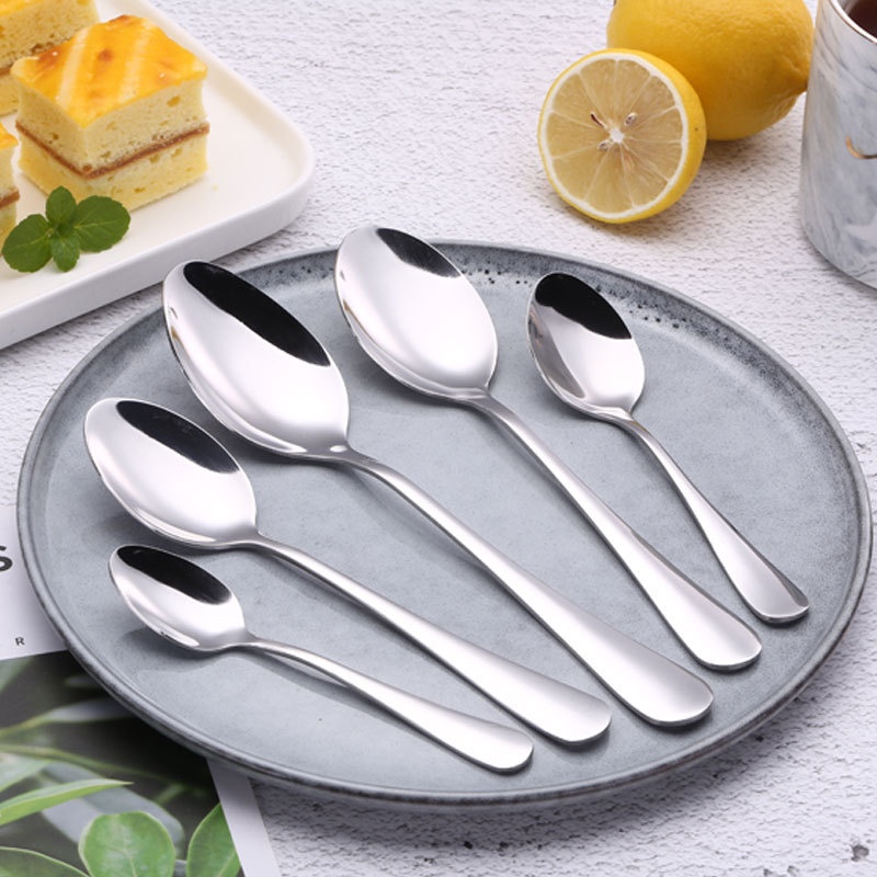 1010 cucharas de acero inoxidable cucharas redondas afiladas cucharas de café tenedor cucharas de filete cuchillo tenedor cucharas participan en regalos logotipo personalizado