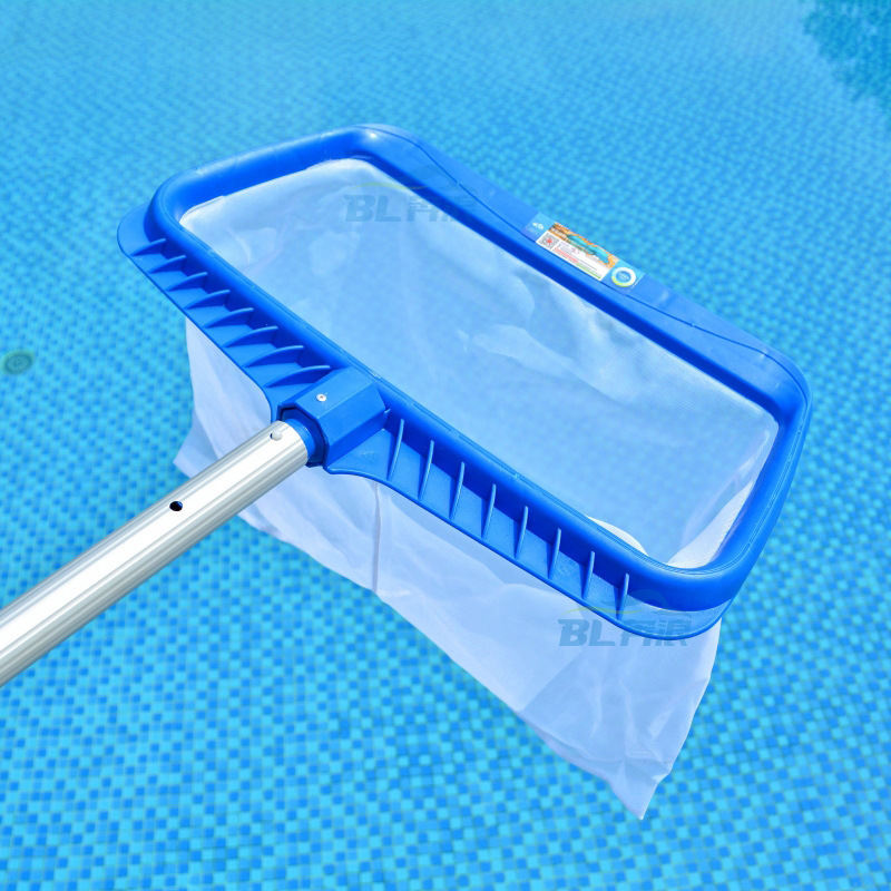 Swimming Pool Fishing Net Encrypted Fish Pond Fishing Net with Telescopic Pole Reinforced Deep Water Fishing Leaf Net Pool Gray