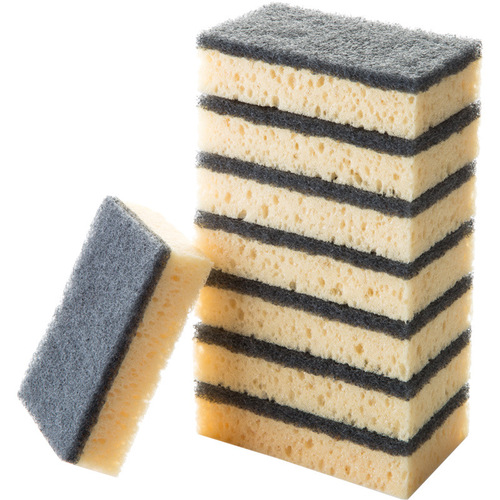 Double-sided seaweed sponge for messy holes, kitchen cleaning absorbent dishwashing scouring pad, household sponge scouring pad