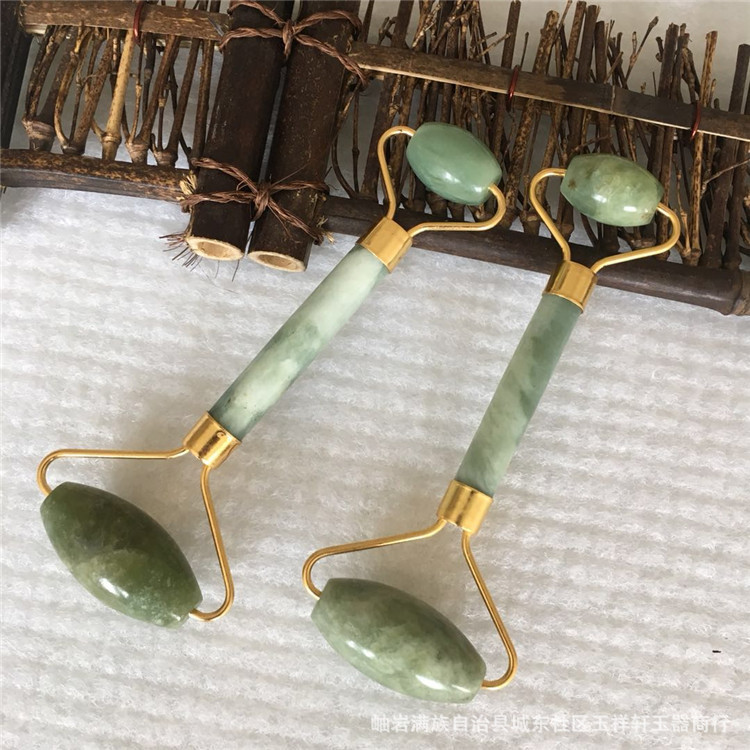 Masajeador de rodillos de jade de soldadura Rodillo de masaje facial cara natural Xiuyu cara masaje adelgazante Jade belleza contenedor
