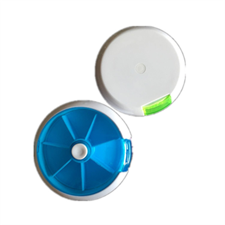 Creative round one week seven grid rotating pill box 7 days portable 7 Grid Week plastic portable small pill box