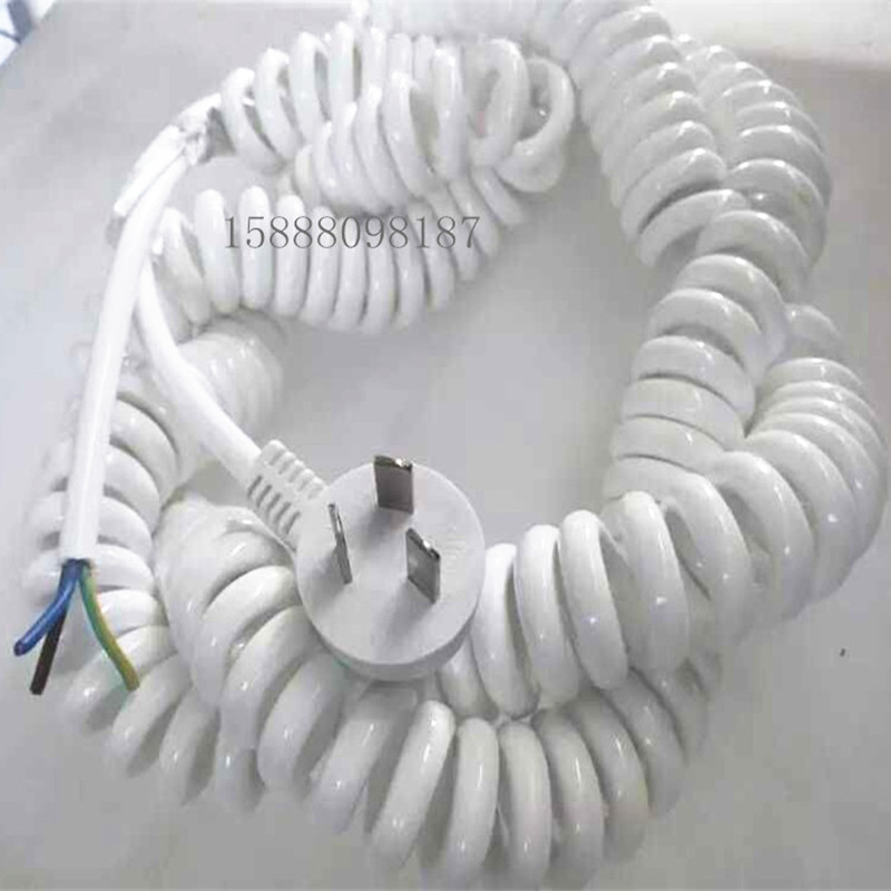 供应充电桩弹簧线 防爆国标插头弹簧电源线三脚插头PU伸缩电源线