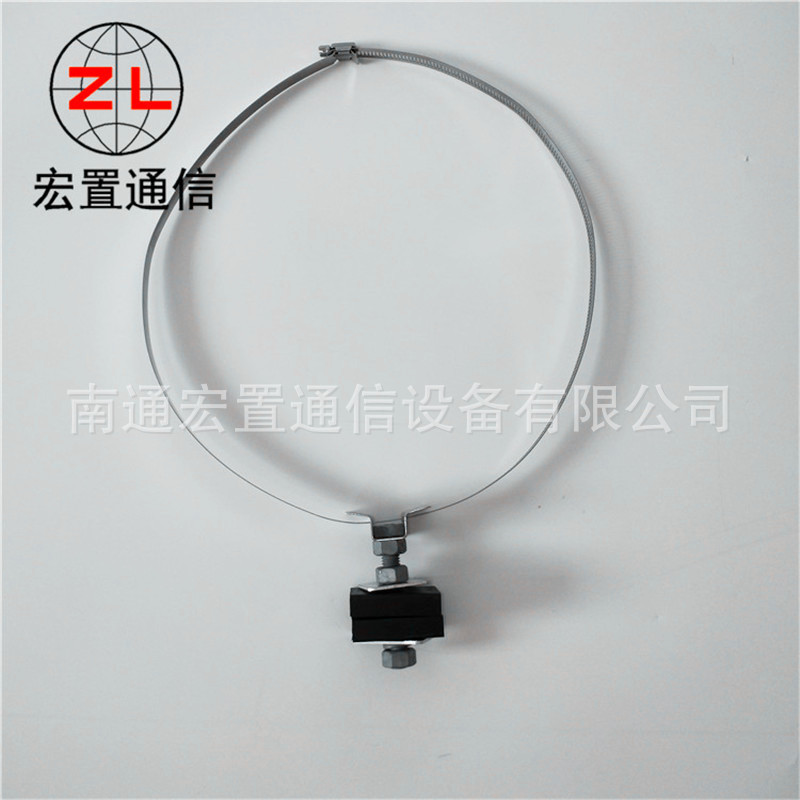 华南地区销售引下线夹 杆用钢带抱杆型引下卡具 抱箍型铁件