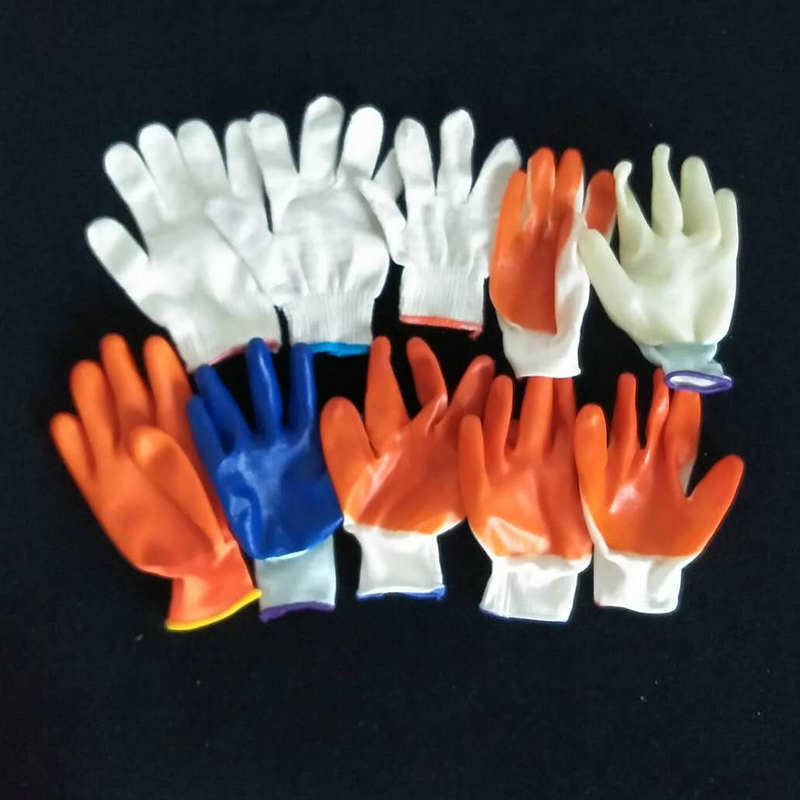 Guantes de protección laboral, tipo recubiertos de PVC, varias especificaciones, venta al por mayor de plástico de goma de nailon, antideslizantes, anticorte