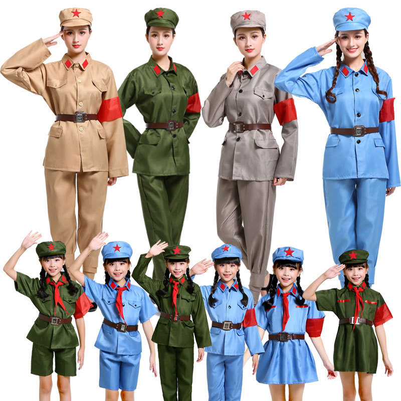 Eighth Route Army Costume Red Army Anti-Japanese War Costume Red Guards Costume Adult Children 65-style Military Uniform Performance Work Clothes Eighth Route Army Costume Red Army Anti-Japanese War Costume Red Guards Costume Adult Children 65-style Military Uniform Performance Work Clothes