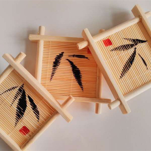 Wholesale bamboo tic-tac-toe coaster insulation pad tea ceremony accessories square coaster saucer tea coaster logo