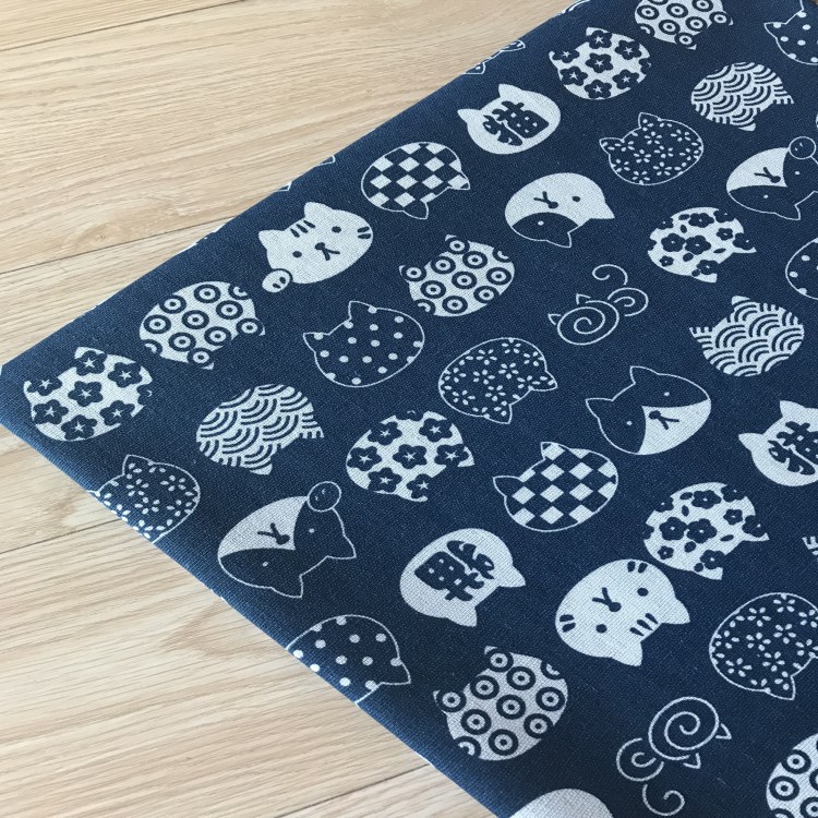 厂家直批 加厚面料 帆布印花  DIY 工艺品布 桌布 蓝底猫