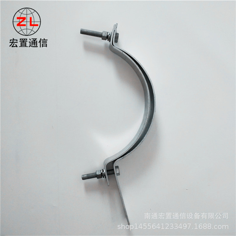热镀锌扁钢抱箍 光缆杆用紧固夹具 宏置厂家供应单长尾抱箍