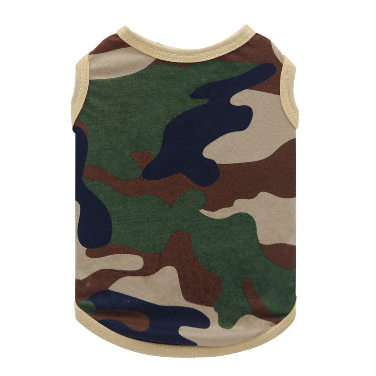 Ropa para mascotas ropa para perros algodón amarillo camuflaje del bosque ropa para perros Chaleco de peluche ropa para mascotas primavera y verano