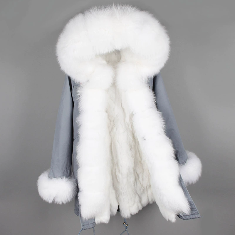 Куртка из искусственного меха You from the Star Fur Coat женскаяOversized меховой воротник повседневная парка средней длины хлопковая одежда HD2
