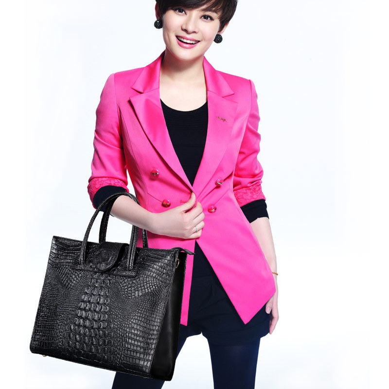 2025 New Arrival Commuter Crocodile Embossed Genuine Leather Women's Bag Large Capacity Handbag European And American Fashion Shoulder Bag - Thumbnail 2