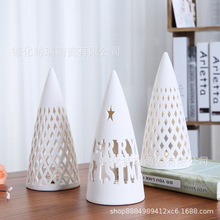 陶瓷工艺品 LED灯镂空欧式创意精美简约摆件家居装饰礼品搭配陶瓷