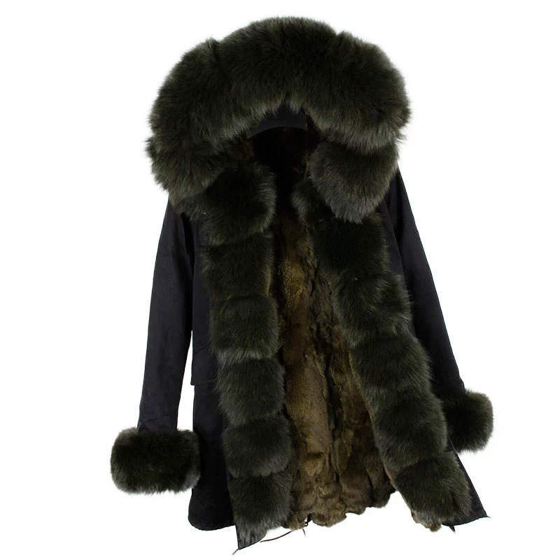 Куртка из искусственного меха You from the Star Fur Coat женскаяOversized меховой воротник повседневная парка средней длины хлопковая одежда HD2