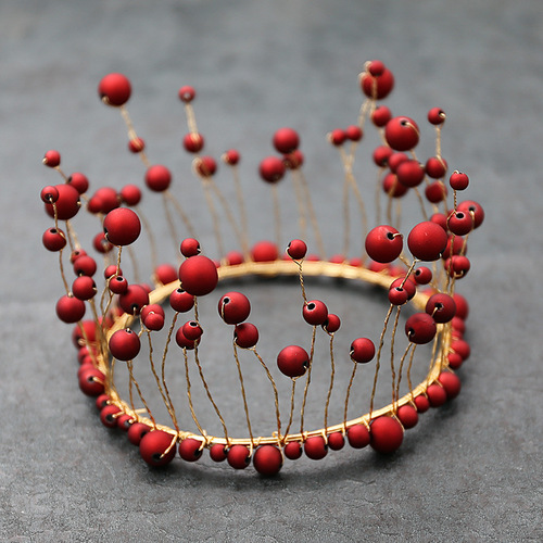 Crown Cake Decoration Highlight Seaweed Pearl Baking Round Tiara Birthday Party Accessories Hair Accessories Bridal