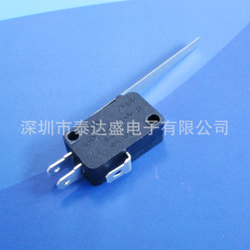 28*16长柄行程开关 直柄52MM压力开关 16(5)A大电流微动开关KW7-9