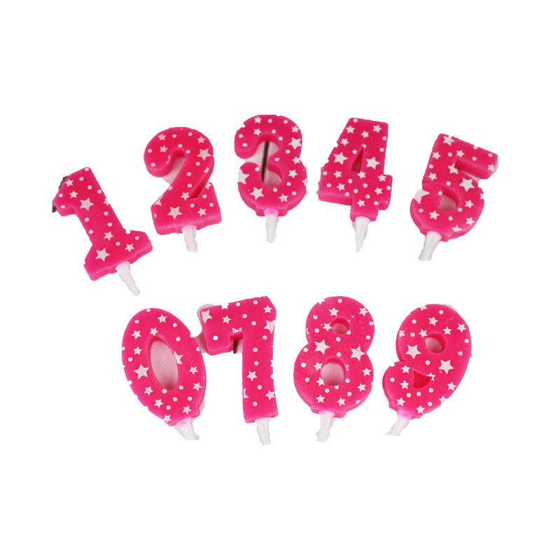 2024 fábrica al por mayor niños y niñas años de edad vela digital 0-9 estrella de cinco puntas Pastel rosa azul digital sin humo vela