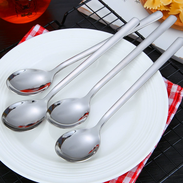 Korean cuisine stainless steel rice spoon Korean -style Mimo long -handle large round spoon tableware squeeze soup and soup soup