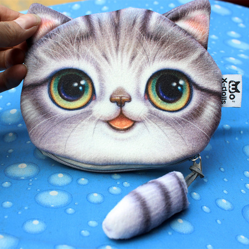 New Little Tail Cat Coin Purse Cute Cartoon Cat Head Storage Bag Personalized Creative Fashion Small Purse