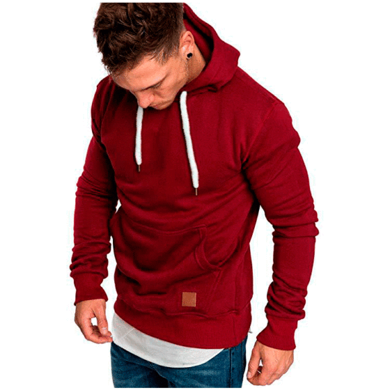 New Men's Solid Color Outdoor Fitness Sports Sweat Casual Fashion Pullover Top