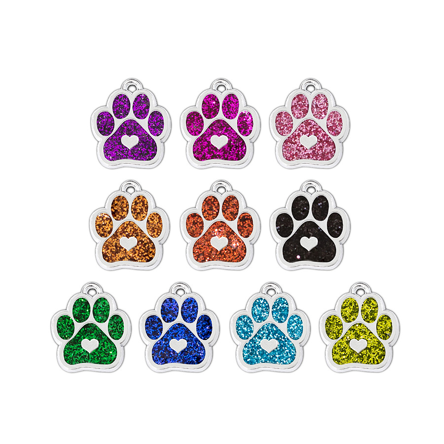 Multi-Color Options DIY New Pet Pendant Accessories Alloy Small Parts Colorful Glitter Enamel Dog Paw Print Pendant