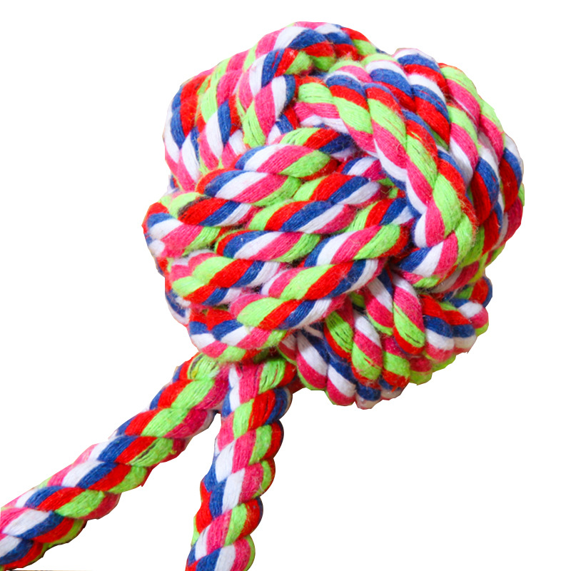 Comercio exterior al por mayor cuerda de mordida de perro dientes molares bola de mano mascotas juguetes de una sola oreja bola de algodón de Navidad juguetes para mascotas