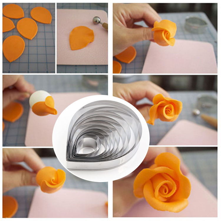 Cake decoration tool sugar rose petals cut mold suit pinch flower simulation DIY tool A361-1 Cake decoration tool sugar rose petals cut mold suit pinch flower simulation DIY tool A361-1