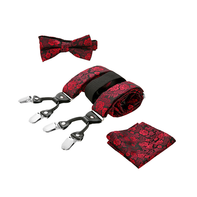 Polyester men's suspenders strap six clip three-piece set factory direct fashion British style