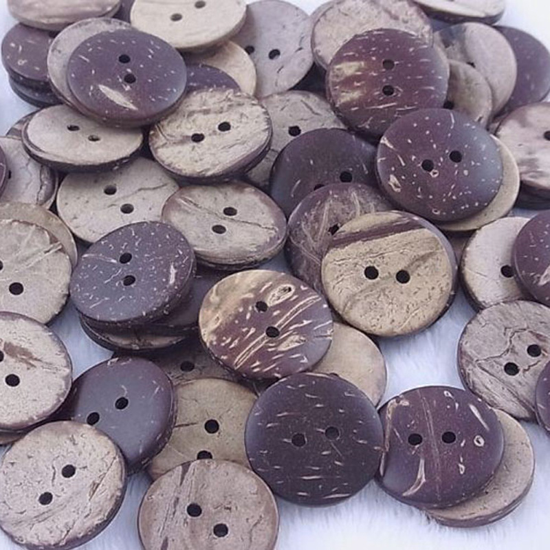 DIY天然椰壳扣 宽边圆边两眼椰子扣 四眼椰子扣儿童纽扣宝宝扣