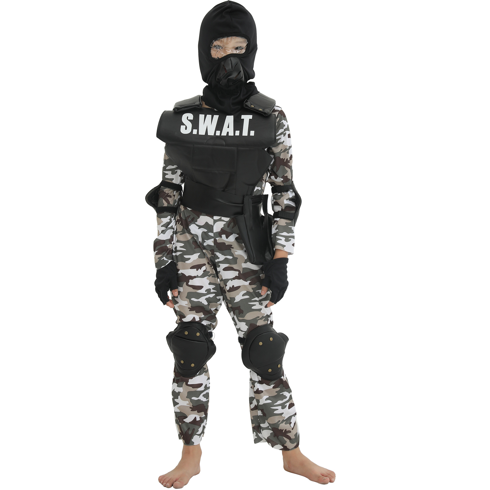 Fabricante en stock anti-terrorista élite niños camuflaje juego ropa Halloween partido etapa props real CS rendimiento ropa