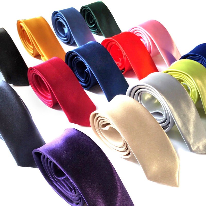 Solid color tie 5cm men's casual Korean version of narrow polyester silk tie Shengzhou tie manufacturer wholesale logo