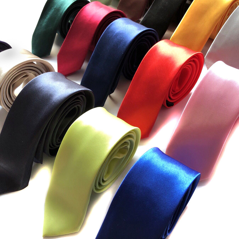 Solid color tie 5cm men's casual Korean version of narrow polyester silk tie Shengzhou tie manufacturer wholesale logo
