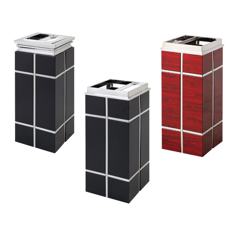 Black and white matching well-shaped ash bucket hotel stairway trash can vertical ashtray floor Peel bucket