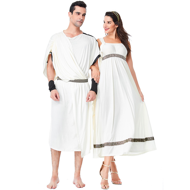Halloween Couple Greek Mythology Costume Ancient Roman Toga Robe Athena Stage Cosplay Outfit Halloween Couple Greek Mythology Costume Ancient Roman Toga Robe Athena Stage Cosplay Outfit