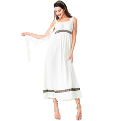 Halloween costume for women, Greek goddess cosplay, Arabic medieval Roman couple, white dress