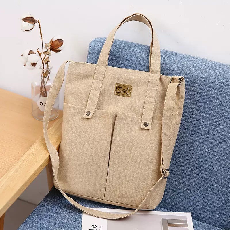 韩版帆布女包纯色简约帆布潮包软面学生休闲挎包手提帆布包女单肩