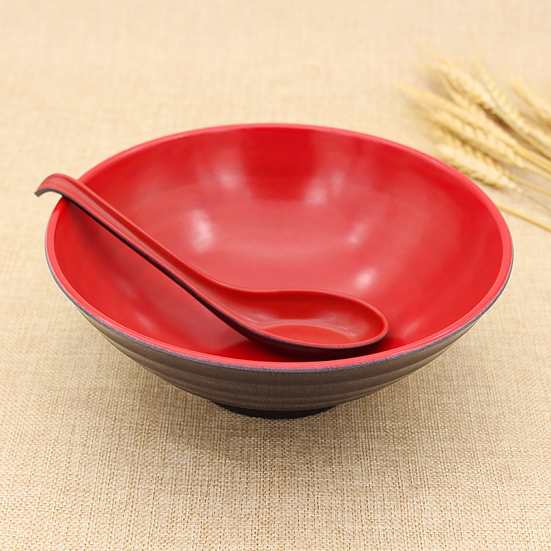 赤と黒の2色のメラミン食器の外ねじの碗の多サイズの野菜の毛の腹の碗のファーストフードの麺館の飲食用品は転んで耐えます。|undefined