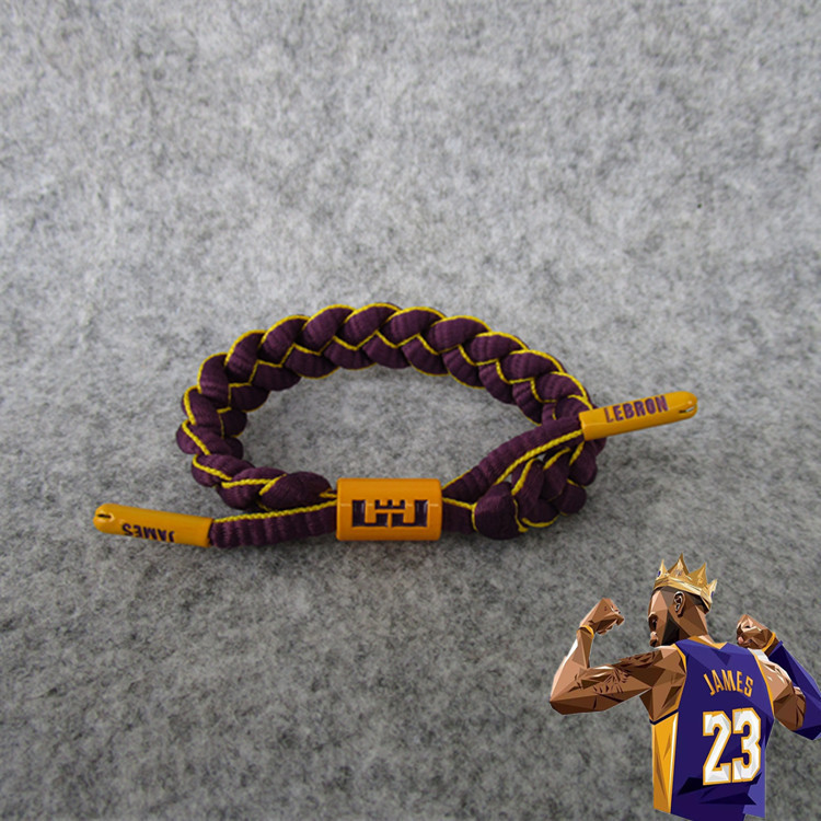 Basketball star Lakers LeBron James shoelace bracelet Lakers Sports wristband bracelet with fans Basketball star Lakers LeBron James shoelace bracelet Lakers Sports wristband bracelet with fans