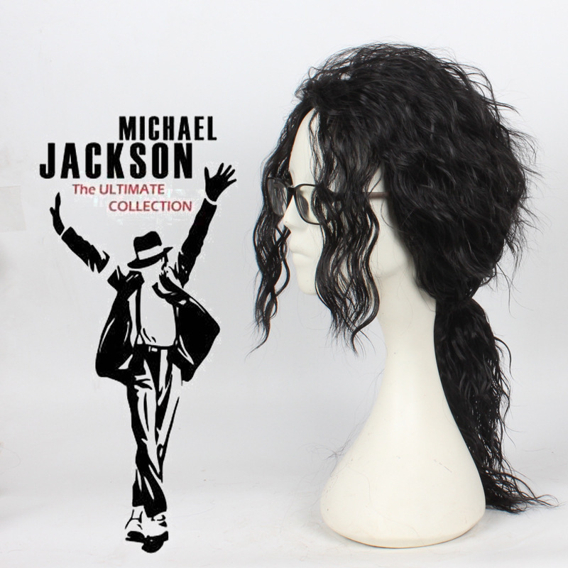 Michael Cos Wig Male Mj Black Fashionable and Handsome Student African Medium-Length Curly Jackson Wig