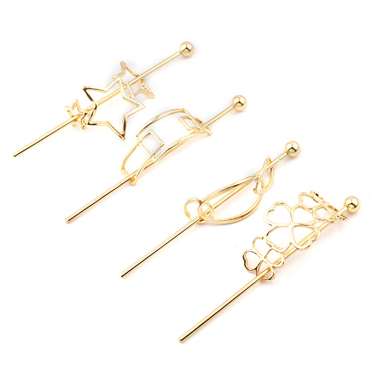 Estilo coreano aleación clip tocado horquilla europea y americana de metal simple flecha perla horquilla rizador de pelo